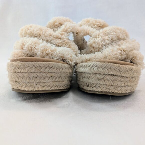 ALTAR'D STATE Wales Furry Espadrille Platform Sandals 9 EUC Cream Tan - Picture 4 of 12